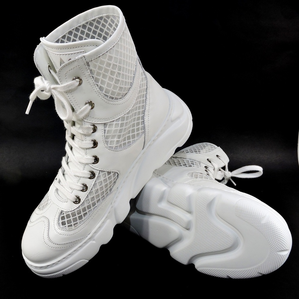 ALBERTO CICCIOLI 🇮🇹 WOMEN'S WHITE LEATHER SUMMER FASHION SNEAKERS